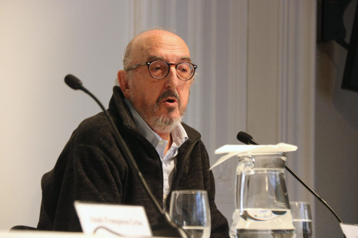 El productor audiovisual Jaume Roures en un moment de la roda de premsa. 