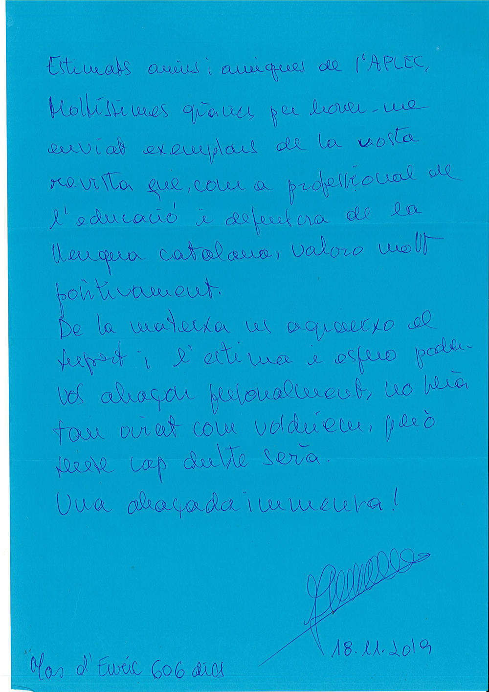 Carta Carme Forcadell 11 2019